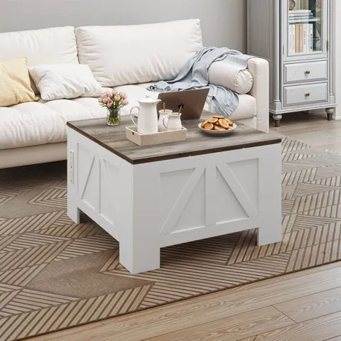 BOXED LIFT TOP FOUR LEG WOODEN COFFEE TABLE CENTRE TABLE FOR LIVING ROOM