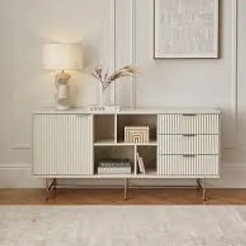 BOXED CORA LARGE MULTI SIDEBOARD - IVORY/BRASS (1 BOX)