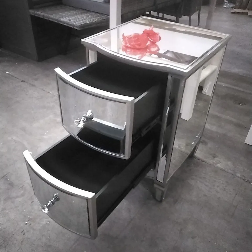 BENNET MIRRORED 2 DRAWER BEDSIDE TABLE