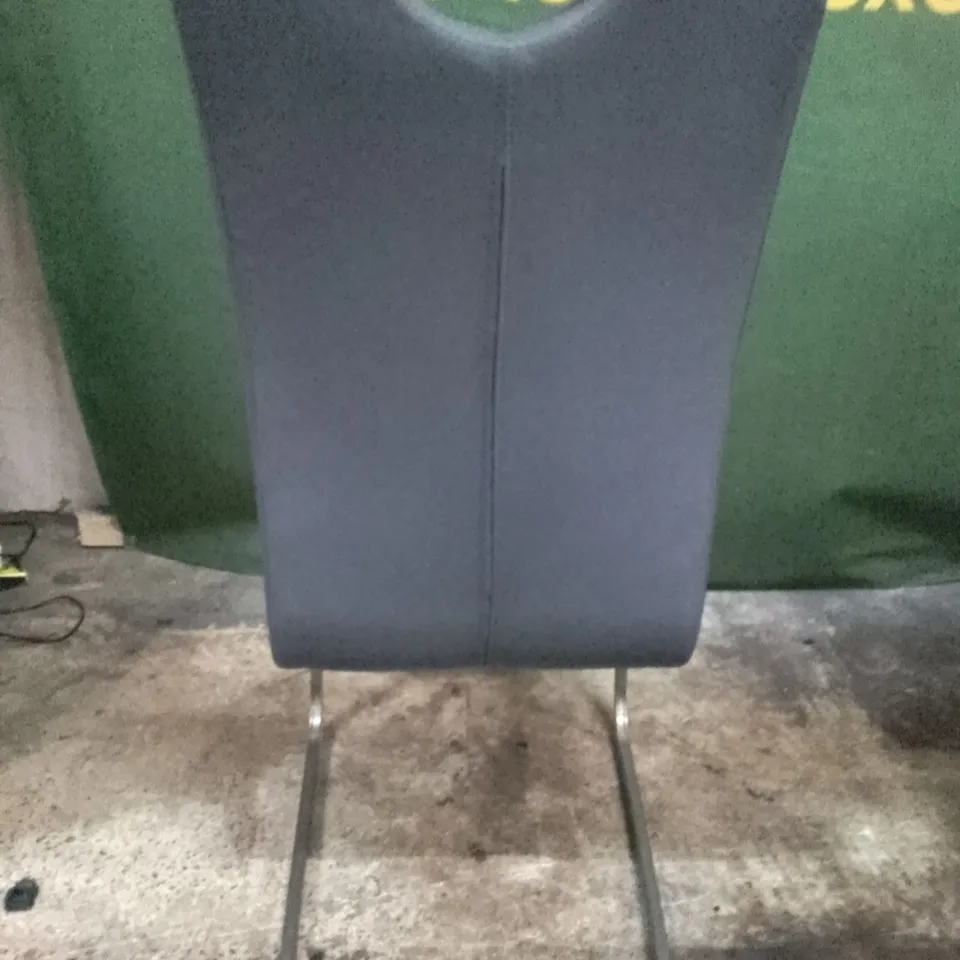 DARK GREY LEATHER DINING CHAIR