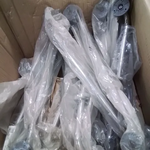 BOX CONTAINING LARGE AMOUNT OF CHROME GRAB RAILS
