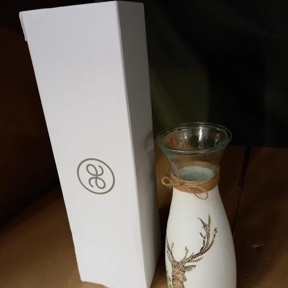 DEER DESIGNED GLASS FLOWER POT