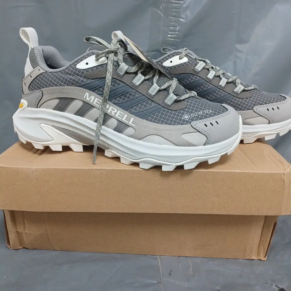 BOXED PAIR OF MERRELL MOAB SPEED 2 GTX SHOES IN CHARCOAL/GREY SIZE UK 5
