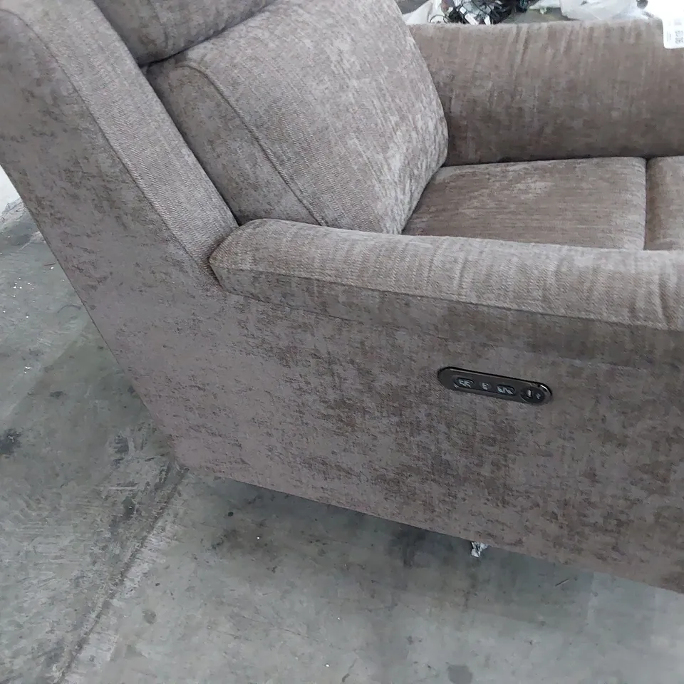 DESIGNER POWER RECLINING EASY CHAIR FAWN FABRIC 