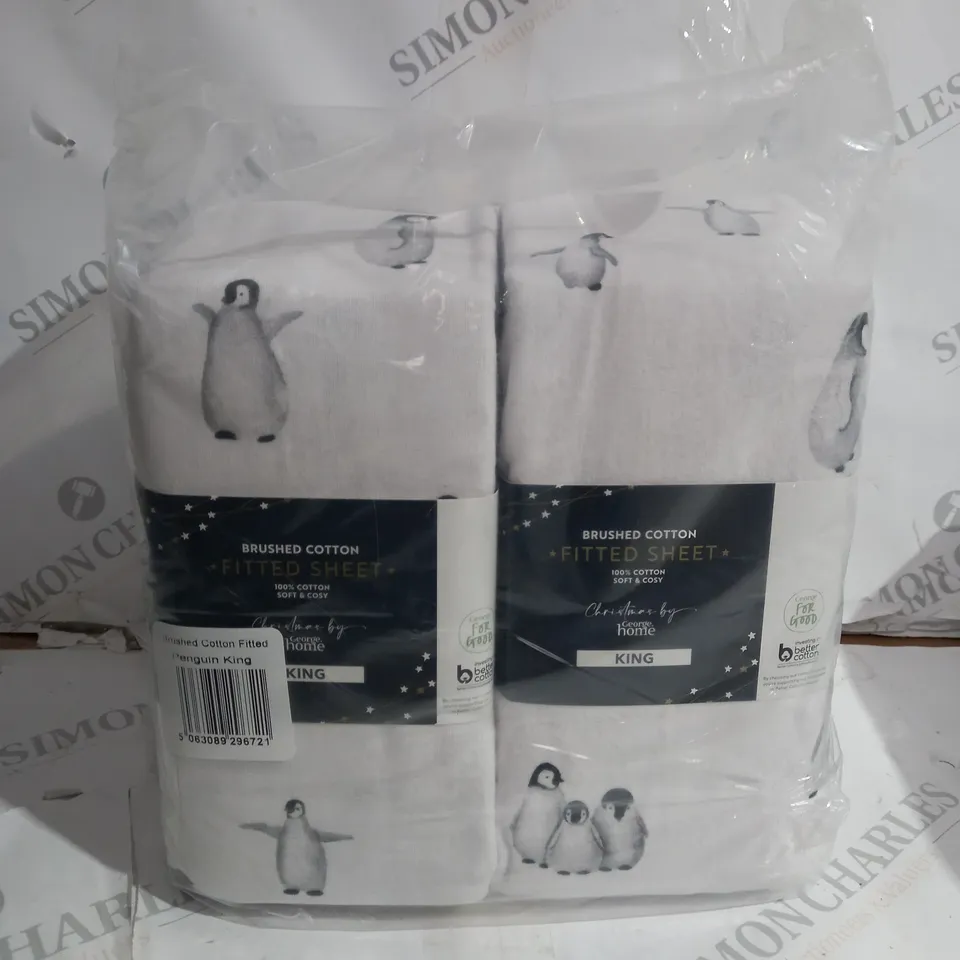 PACK OF TWO BRAND NEW BRUSHED COTTON PENGUIN KING SIZE FITTED SHEETS 100% COTTON
