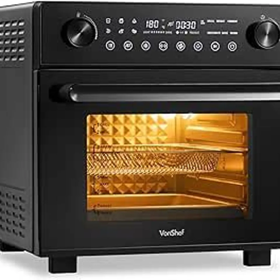 BOXED VONSHEF AIR FRYER OVEN 18L - 14-IN-1, ROTISSERIE FUNCTION, 60 MIN TIMER, 1800W, BLACK