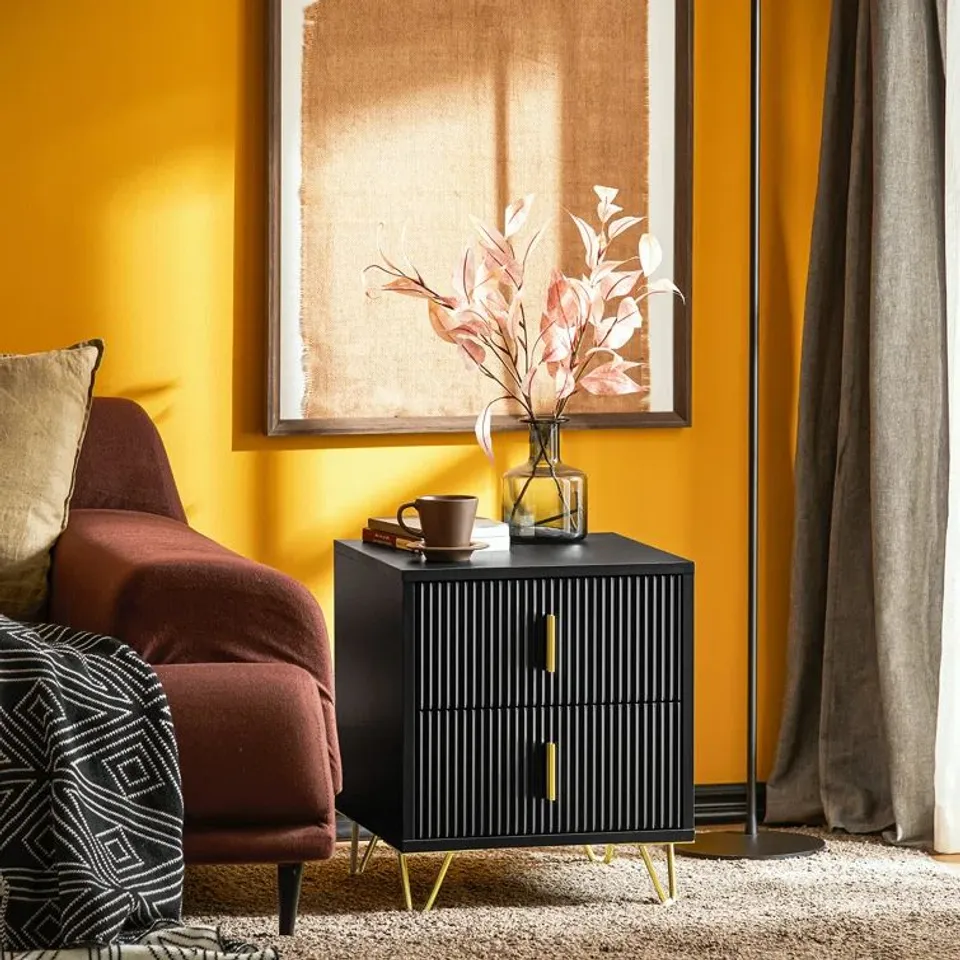 BOXED ALDEA MANUFACTURED WOOD BEDSIDE TABLE (1 BOX)