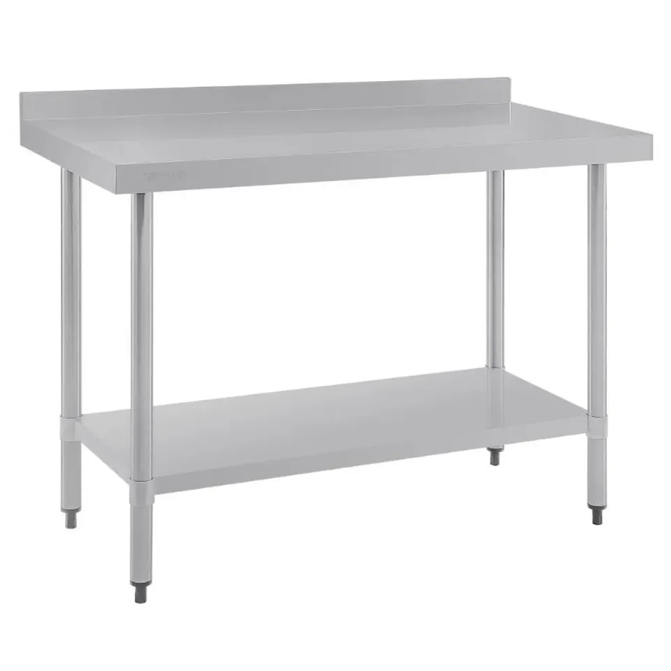 BOXED VOGUE T381 1200W X 600D MM STAINLESS STEEL WALL TABLE WITH ONE UNDERSHELF (1 BOX)