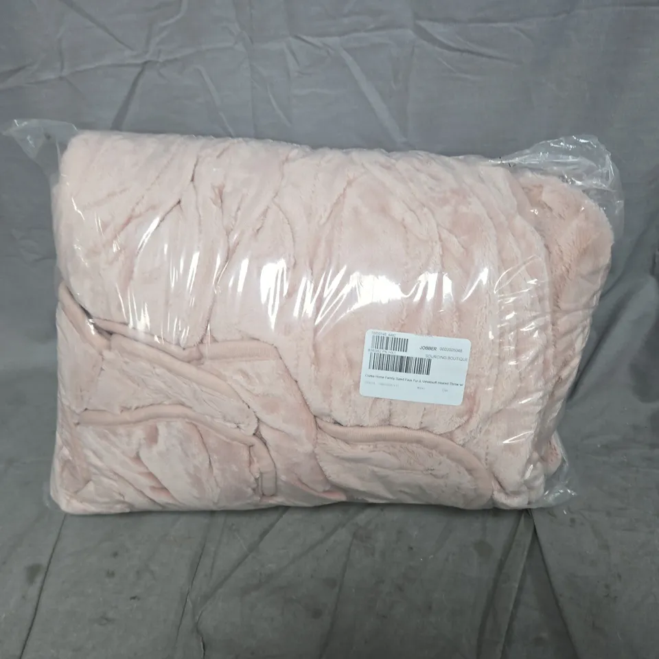 COZEE HOME FAMILY SIZED FAUX FUR & VELVETSOFT HEATEDTHROW W/ 9 HEAT SETTINGS IN PINK