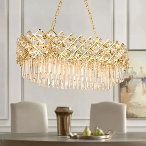 BOXED SIETA 8 LIGHT CRYSTAL CHANDELIER (1 BOX)