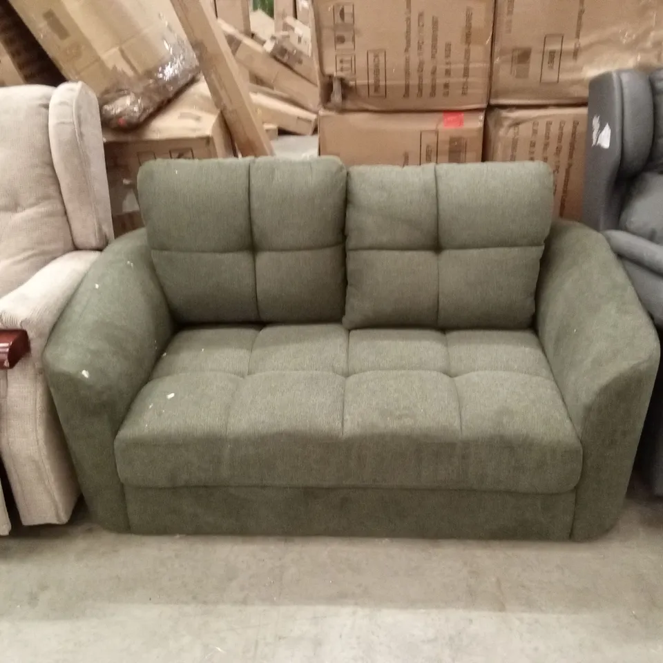 DESIGNER 2 SEATER GREEN FABRIC SOFA 