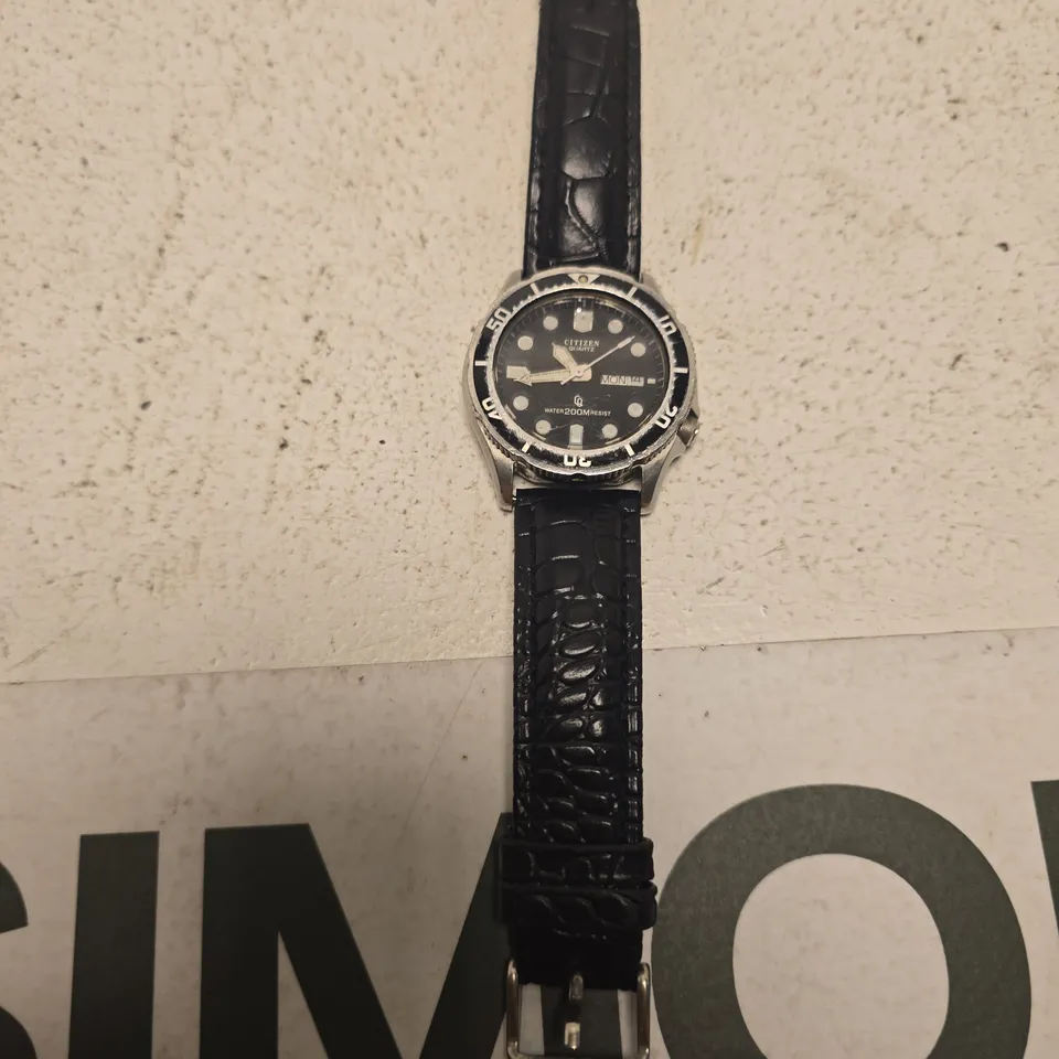 CITIZEN DIVER’S WATCH – BLACK DIAL, 200M WATER RESISTANCE, LEATHER STRAP