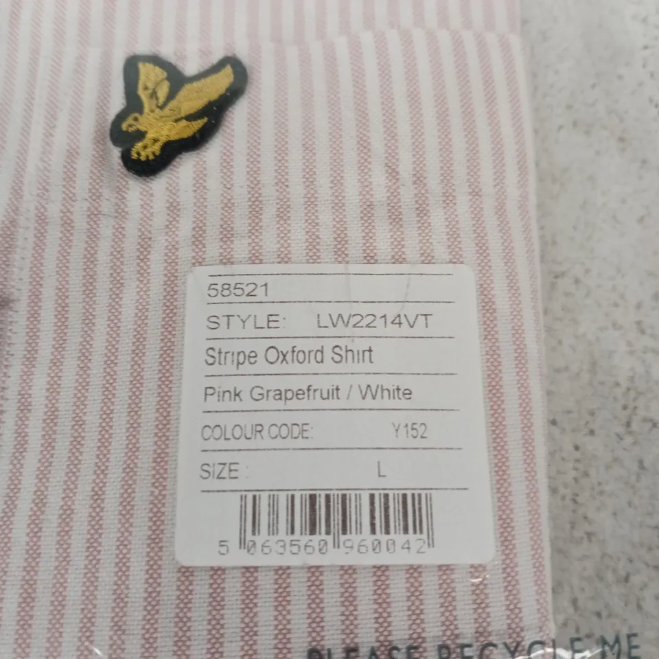 LYLE & SCOTT STRIPE OXFORD SHIRT – PINK GRAPEFRUIT/WHITE – UK SIZE L