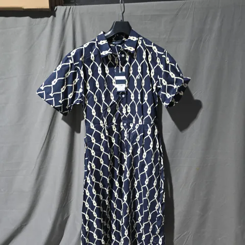 CREW CLOTHING COMPANY NAVY ROPE PRINT SHIRT DRESS – UK 12
