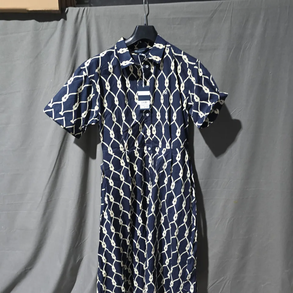CREW CLOTHING COMPANY NAVY ROPE PRINT SHIRT DRESS – UK 12