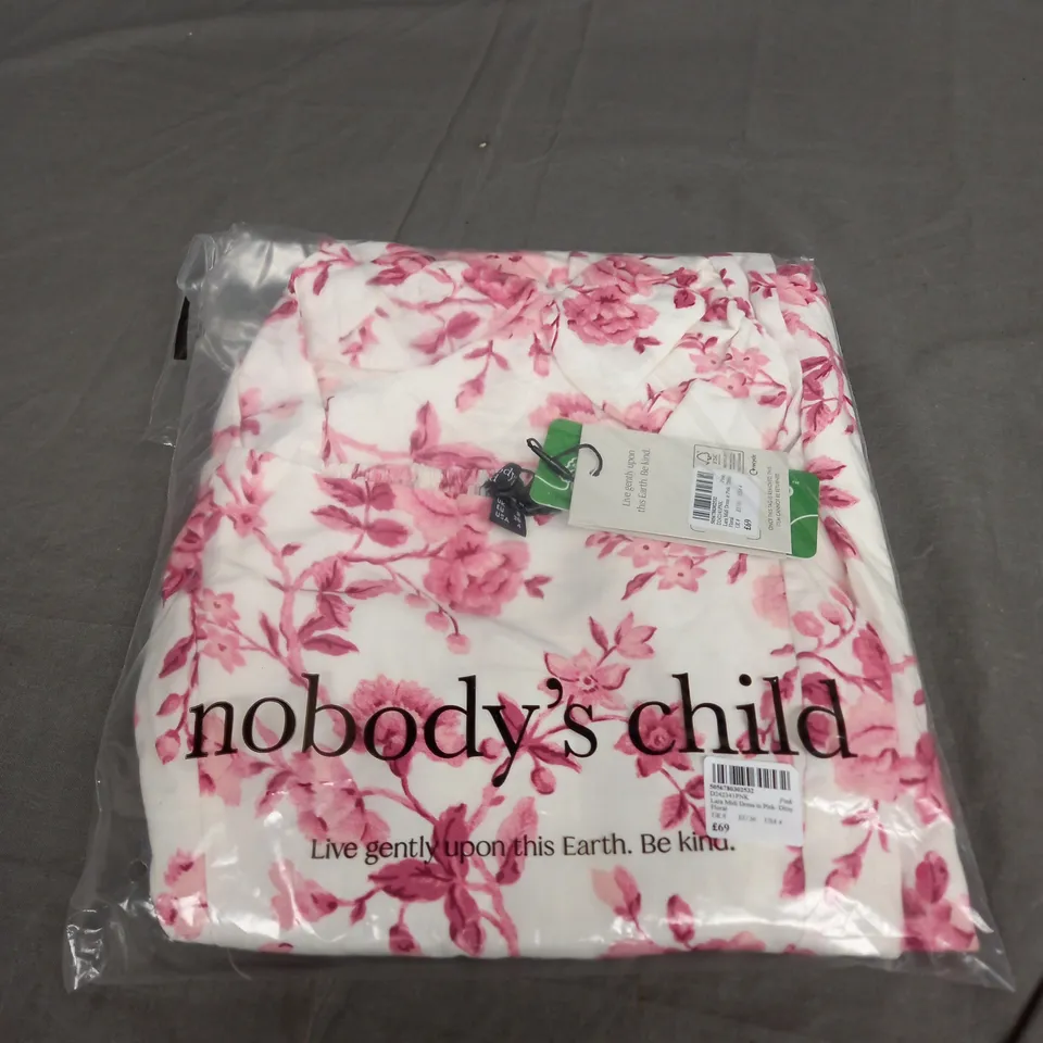 SEALED NOBODYS CHILD LARA MIDI DRESS IN PINK DITSY FLORAL - UK 8 