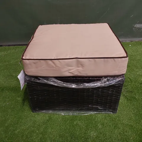 DESIGNER CHOCOLATE MIX RATTAN STOOL WITH CUSHION