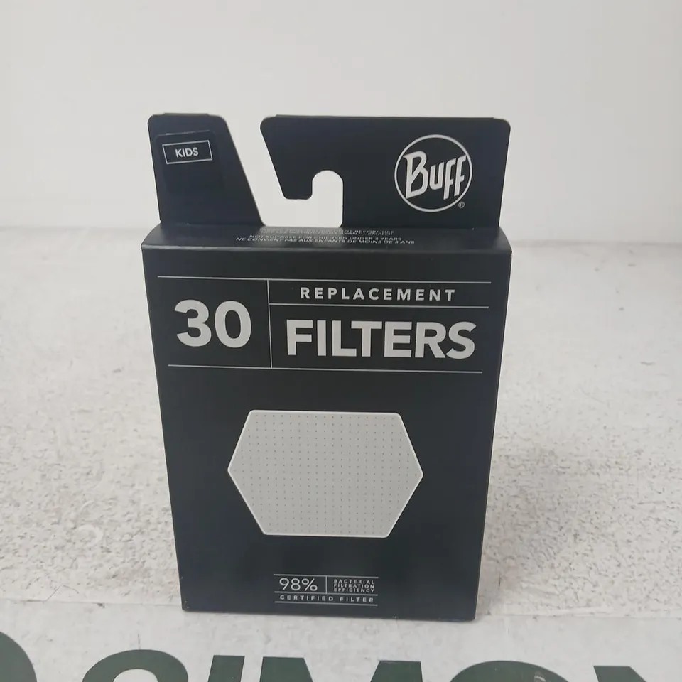 APPROXIMATELY 79 BOXES OF 30 BUFF REPLACEMENT FILTERS- ASSORTED SIZES