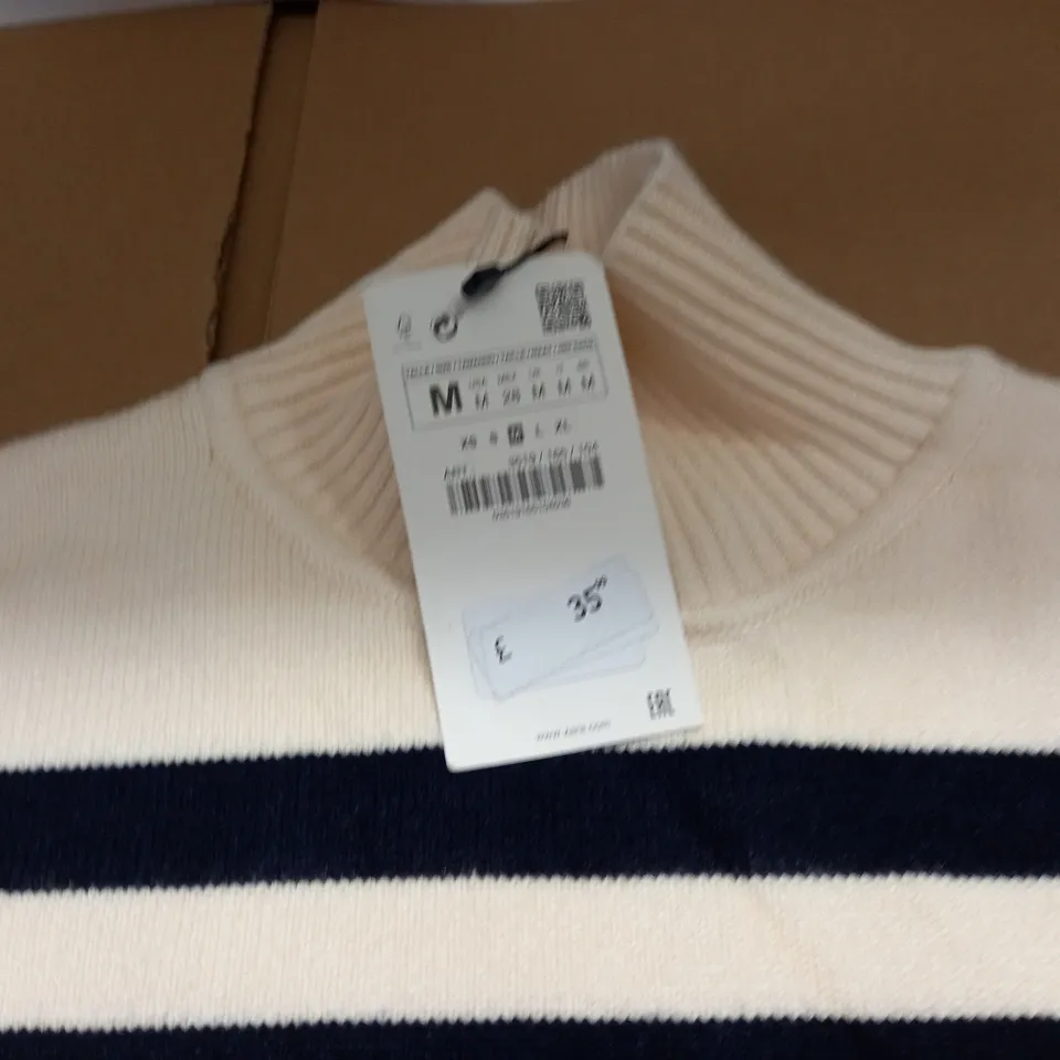 ZARA HIGH NECK STRIPED JUMPER - M