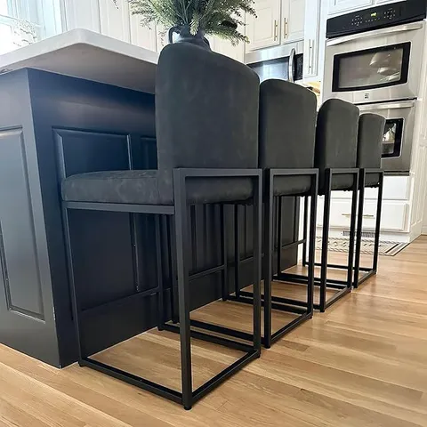 BOXED SET OF 2 PU LEATHER BAR STOOL WITH BACKREST