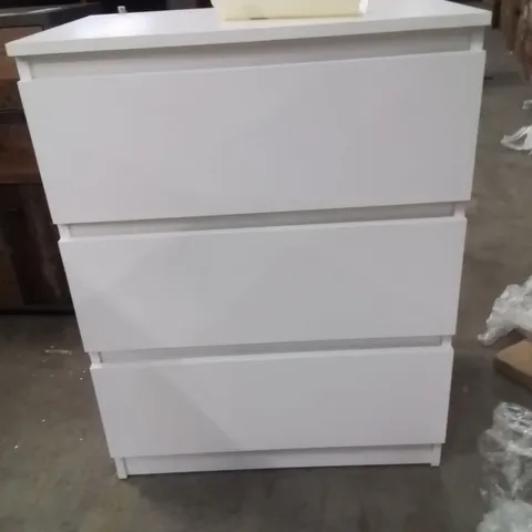 CARTLON 3 DRAWER CHEST OF DRAWERS 60CM WIDE MATT FINISH WHITE