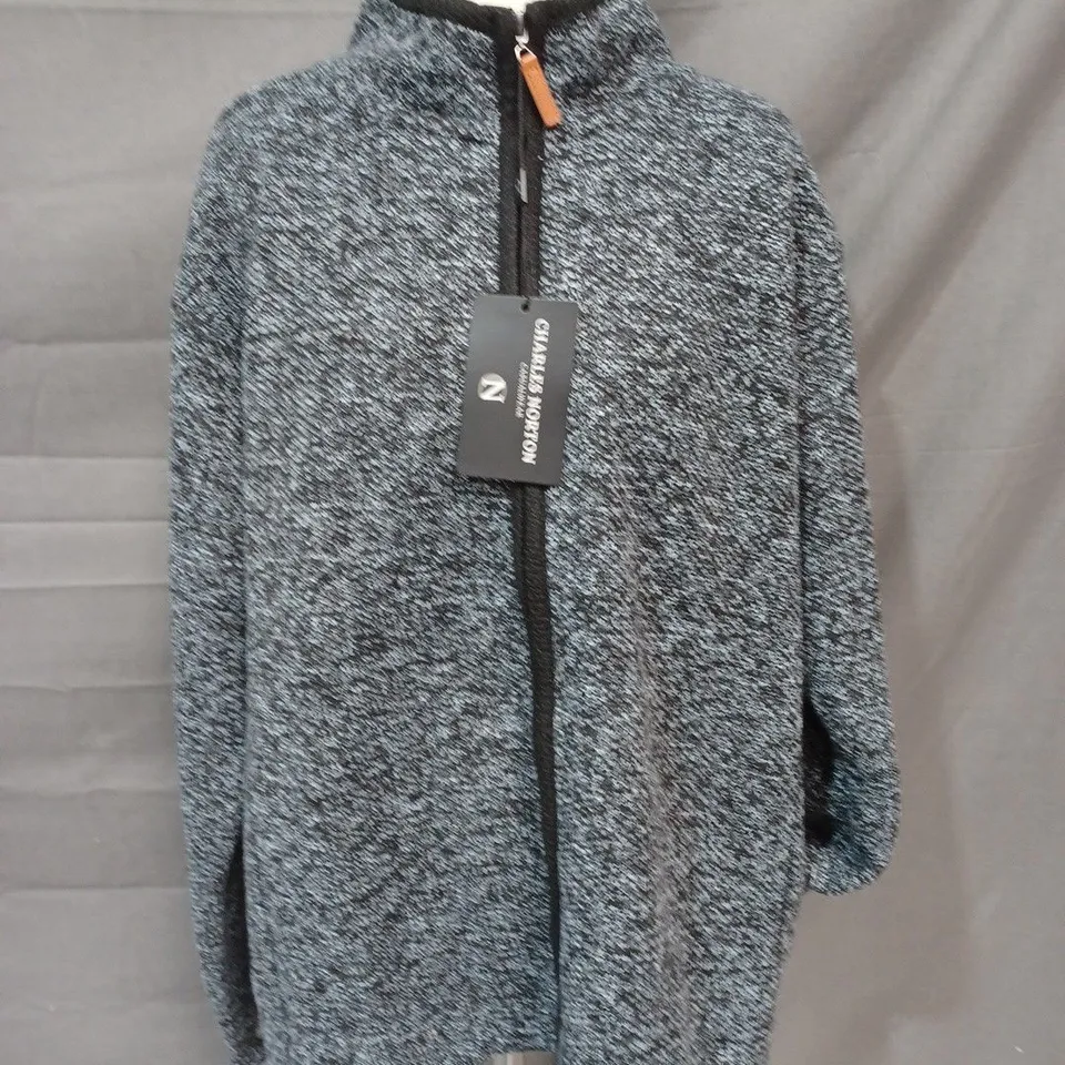 CHARLES NORTON MENS FULL ZIP SWEATER IN GREY - L