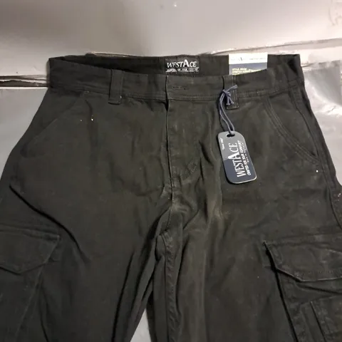 WEST ACE STRECH CARGO PANTS IN BLACK - SIZE 34/30