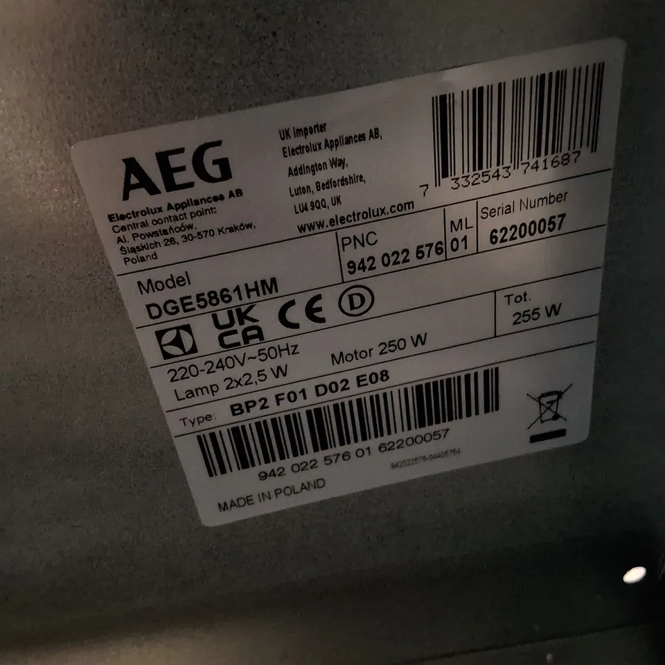 AEG 6000 SERIES CANOPY COOKER HOOD, DGE5861HM, 80CM, EXTRACTIONTECH, HOB2HOOD, LED LIGHTS