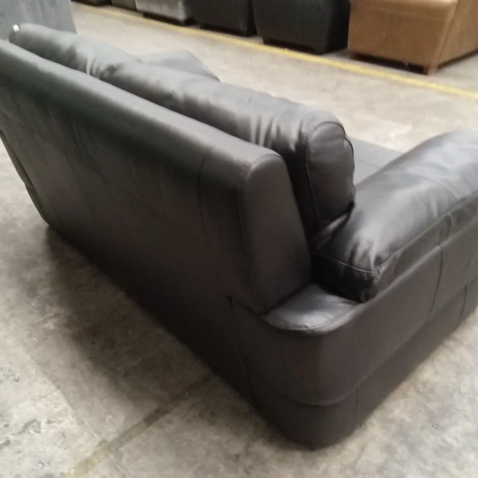 MARLOW 2 SEATER LEATHER SOFA - BLACK RRP £1299