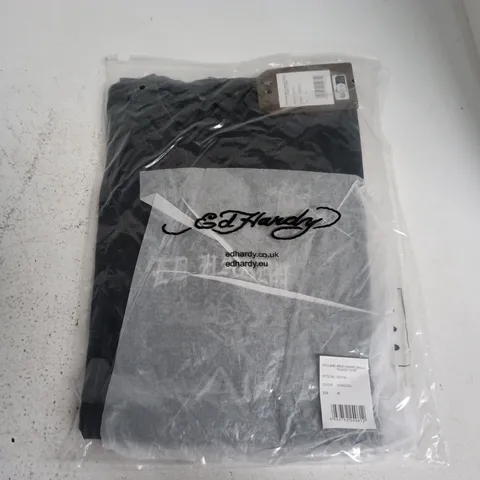 BAGGED ED HARDY DIAMANTE SKULLS RELAXED T-SHIRT IN CHARCOAL - MEDIUM