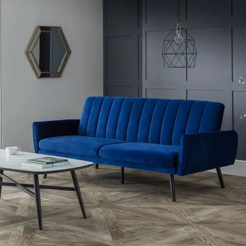 BOXED FORTIER 2 SEATER CLIC CLAC SOFA BED - BLUE (2 BOXES)