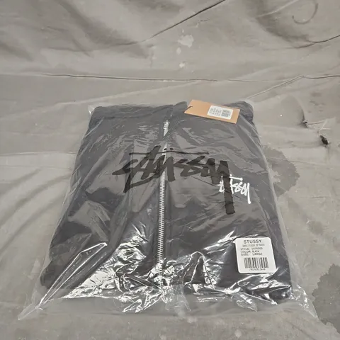 STUSSY BASIC ZIP HOODIE IN BLACK SIZE L