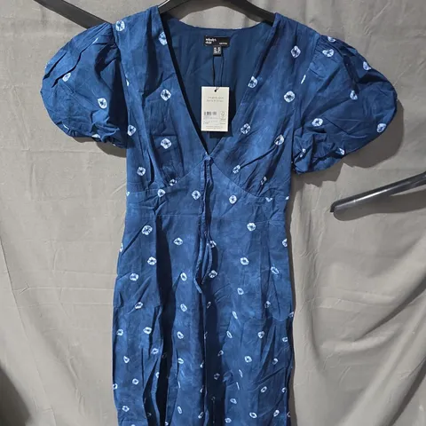NOBODY'S CHILD BLUE PUFF-SLEEVE DRESS, UK 10 (EU 38, US 6)