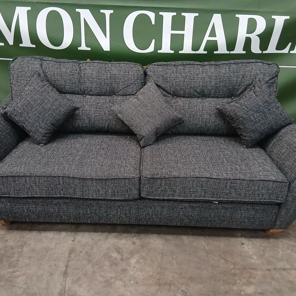 GREY FABRIC 3-SEAT SOFA WITH CUSHIONS
