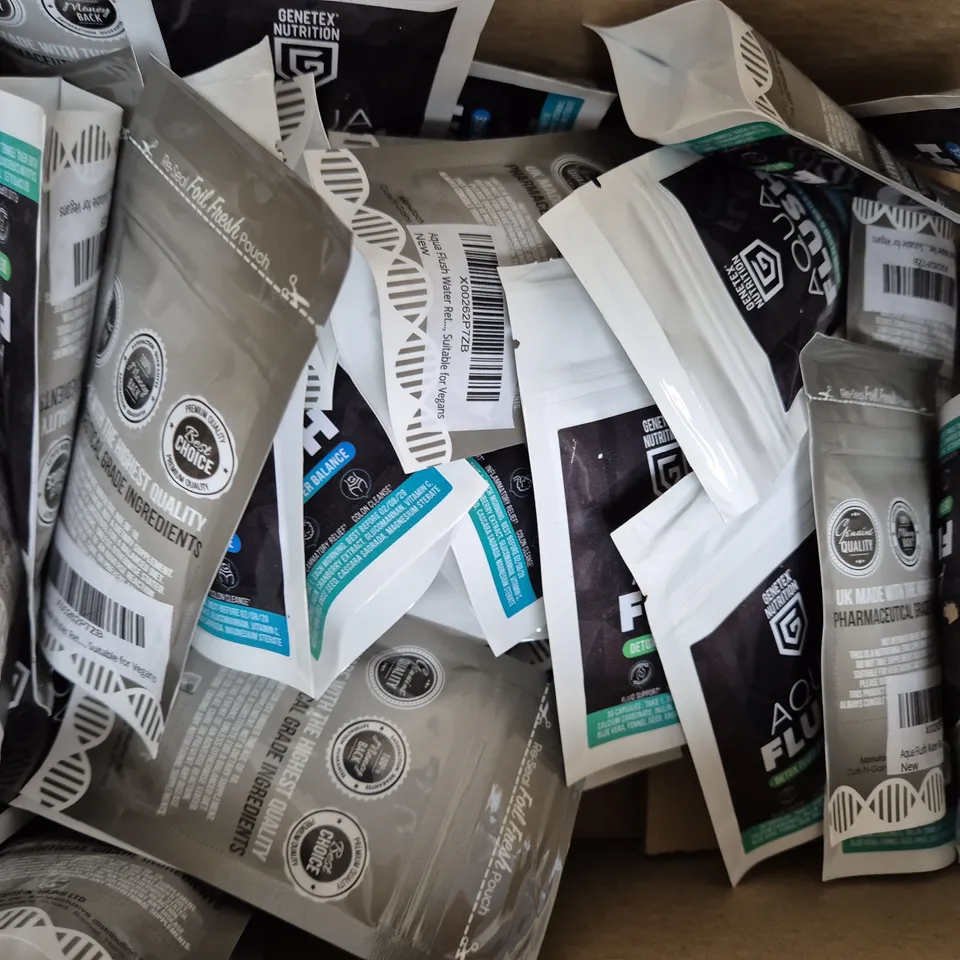 BOX OF APPROXIMATELY 30 PACKS OF CUTS-N-GAINS TABLETS - AQUA FLUSH (30 TABLETS PER PACK)
