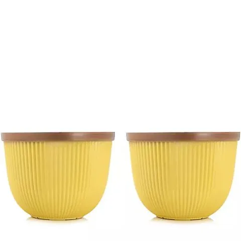 GRUMPY GARDENER SET OF 2 BAROS PLANTERS - MUSTARD