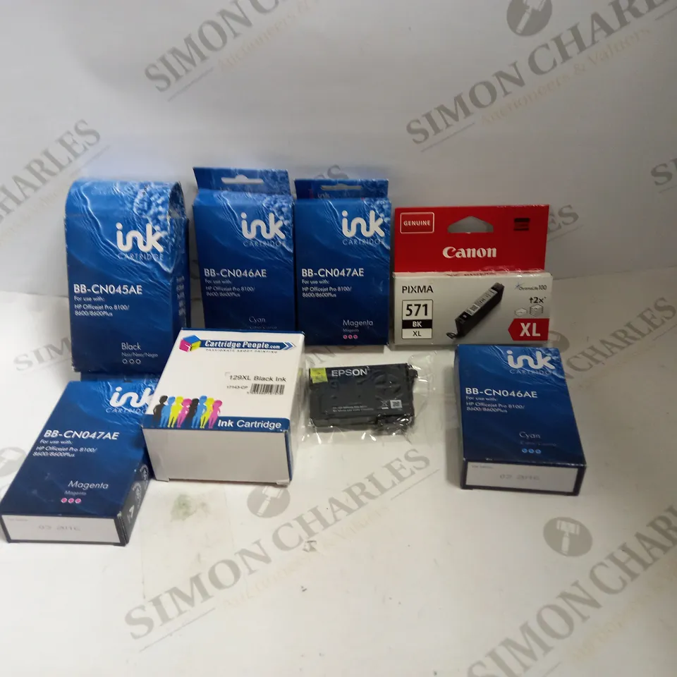 LOT TO CONTAIN APPROX. 25 ASSORTED INK CARTRIDGES, BRANDS AND COLOURS VARY 