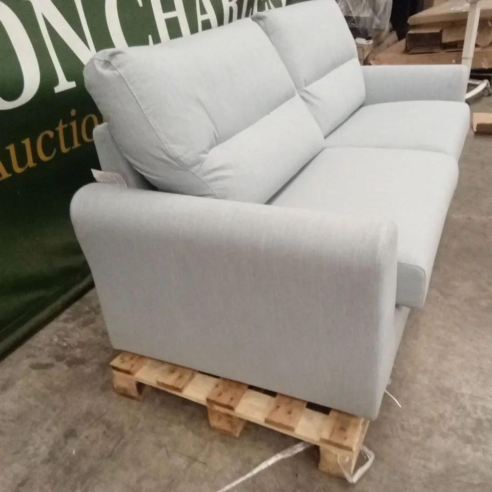 QUALITY DESIGNER ITALIAN MADE 3 SEATER SKY BLUE FABRIC SOFABED