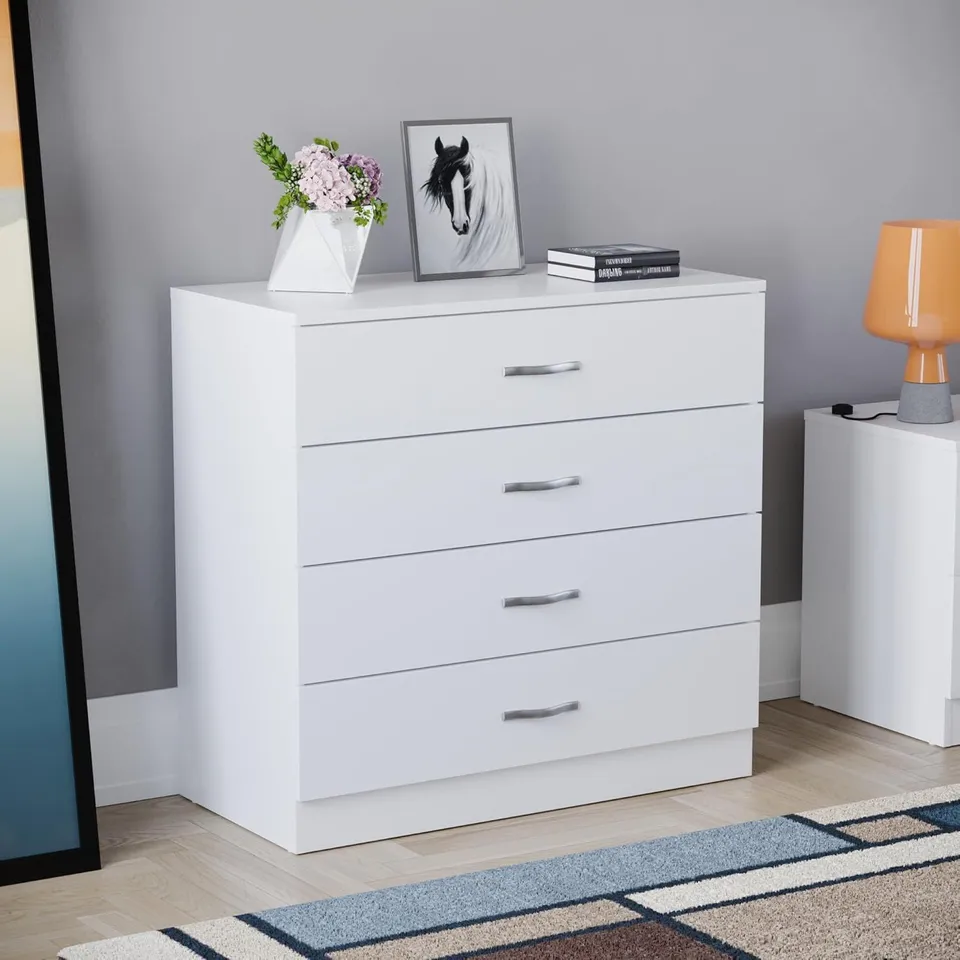 BOXED VIDA RIANO 4 DRAWER CHEST - WHITE (1 BOX)
