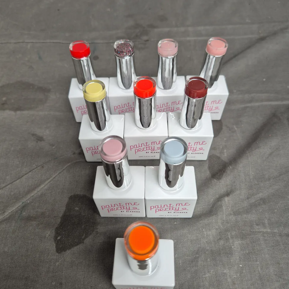 LOT OF 10 PAINT ME PRETTY BY ALEASHA GEL NAIL VARNISH - ASSORTED COLOURS - 20ML