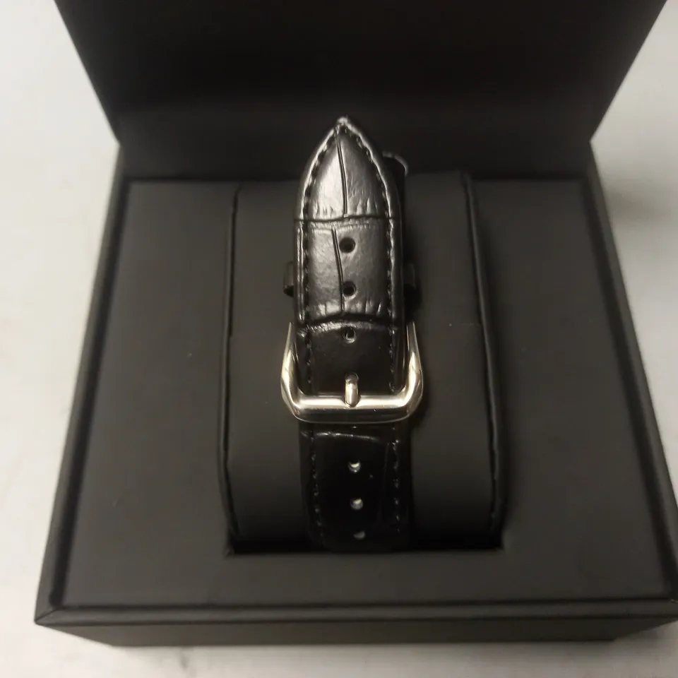 LOUIS LACOMBE GENTS CHRONOGRAPH WATCH WITH BLACK LEATHER STRAP IN BOX