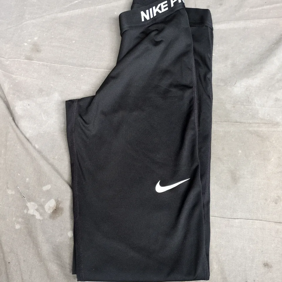 NIKE DRI-FIT LEGGINGS – BLACK WITH NIKE PRO WAISTBAND SIZE S