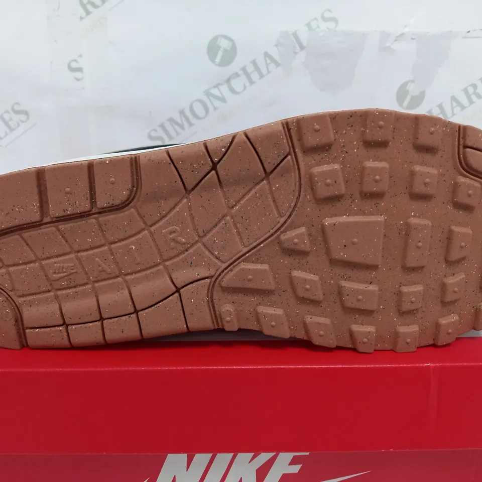 BOXED PAIR OF NIKE AIR MAX 1 IN DARK STUCCO & DARK PHANTOM - UK 9.5