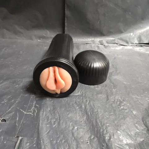 BLACK SILICONE SEX TOY WITH PINK INTERIOR