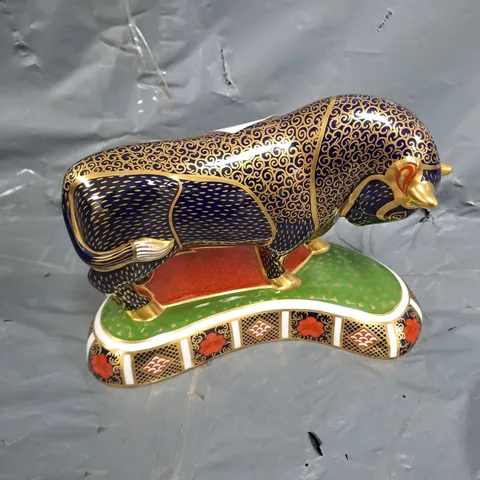 ROYAL CROWN DERBY GRECIAN BULL ORNAMENT 