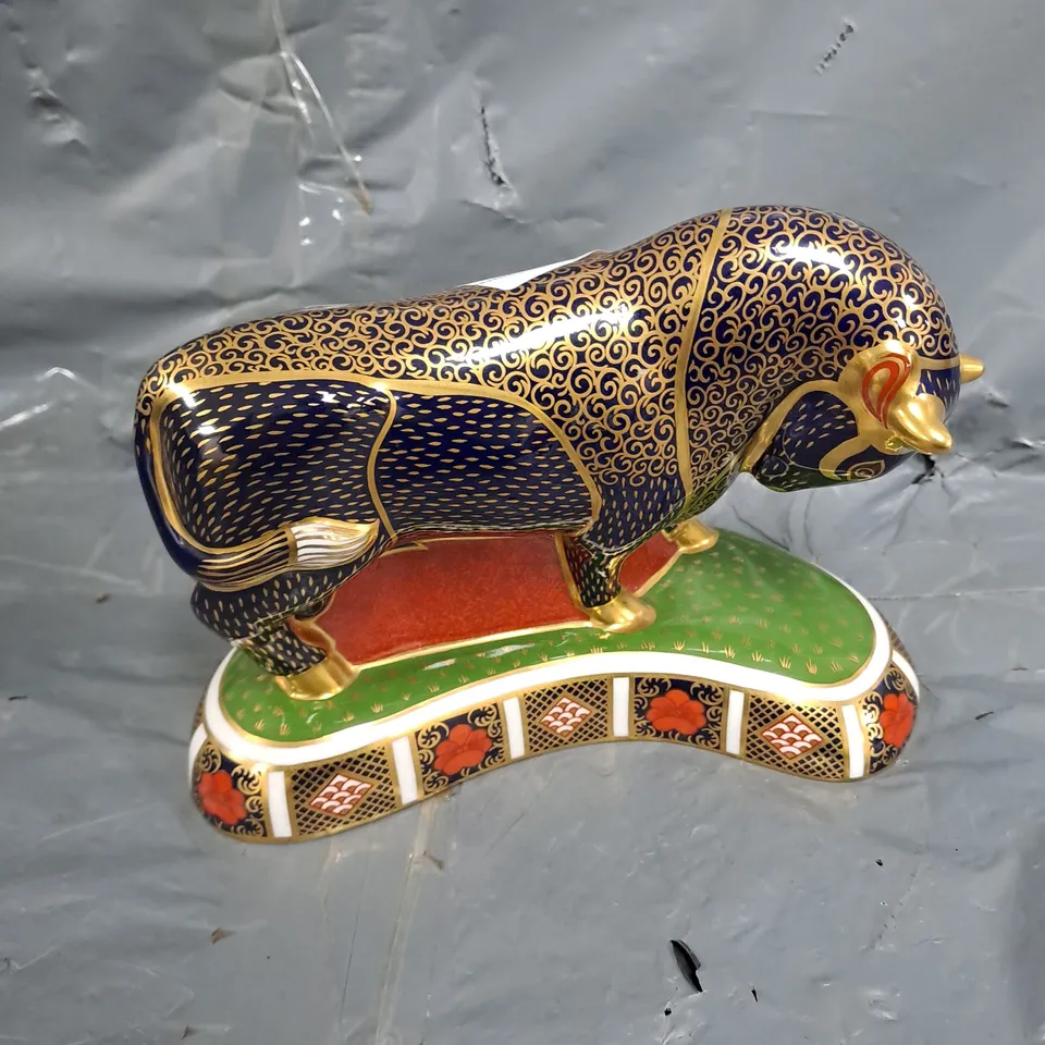 ROYAL CROWN DERBY GRECIAN BULL ORNAMENT 