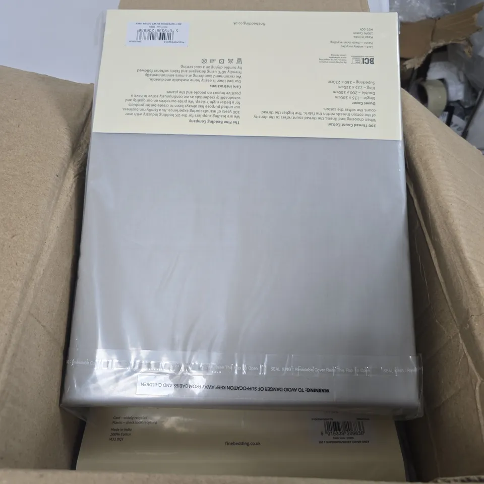 6 X THE FINE BEDDING COMPANY 200 THREAD COUNT COTTON DUVET COVERS IN GREY - SUPER KING