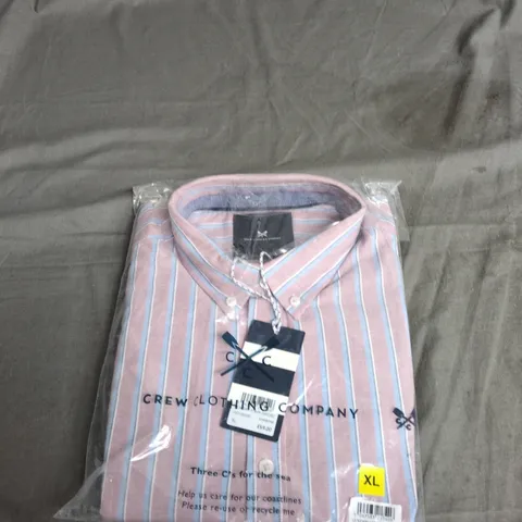 XL CREW CLOTHING COMPANY PINK & BLUE STRIPED OXFORD SHIRT – MEN'S