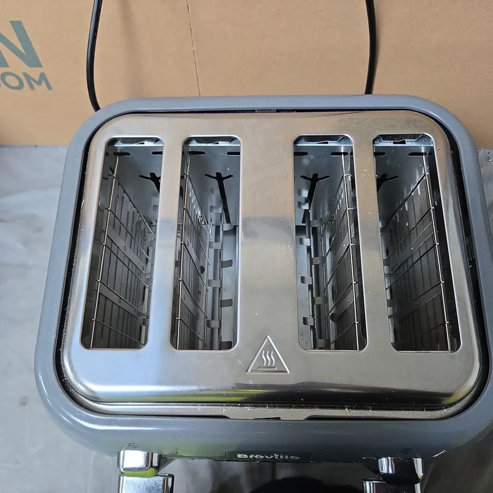 BREVILLE 4-SLICE TOASTER, GREY WITH STAINLESS STEEL ACCENTS