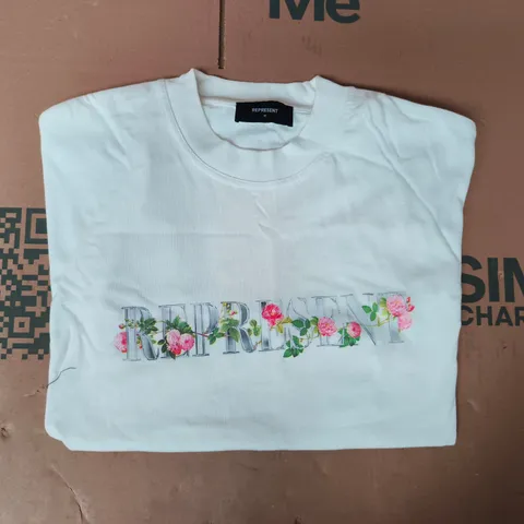 REPRESENT SHORT SLEEVE T-SHIRT IN WHITE SIZE MEDIUM